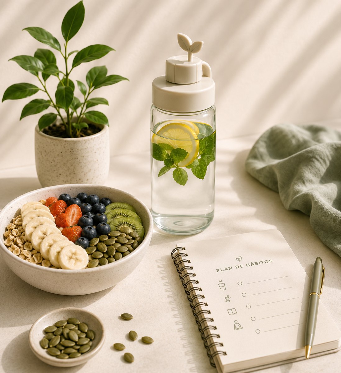 Desayuno con fruta y un plan de hábitos